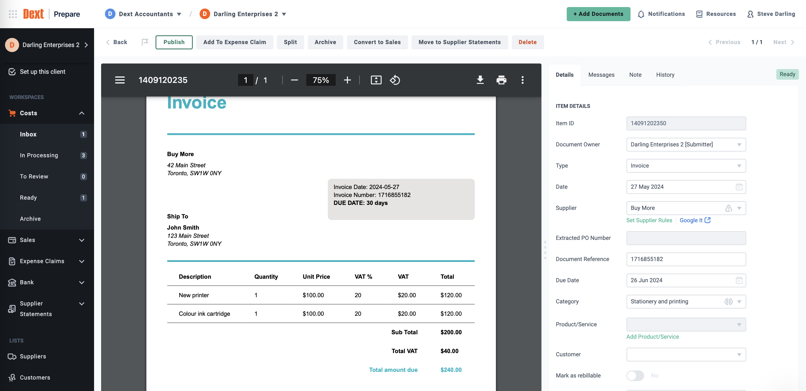 QuickBooks and Dext